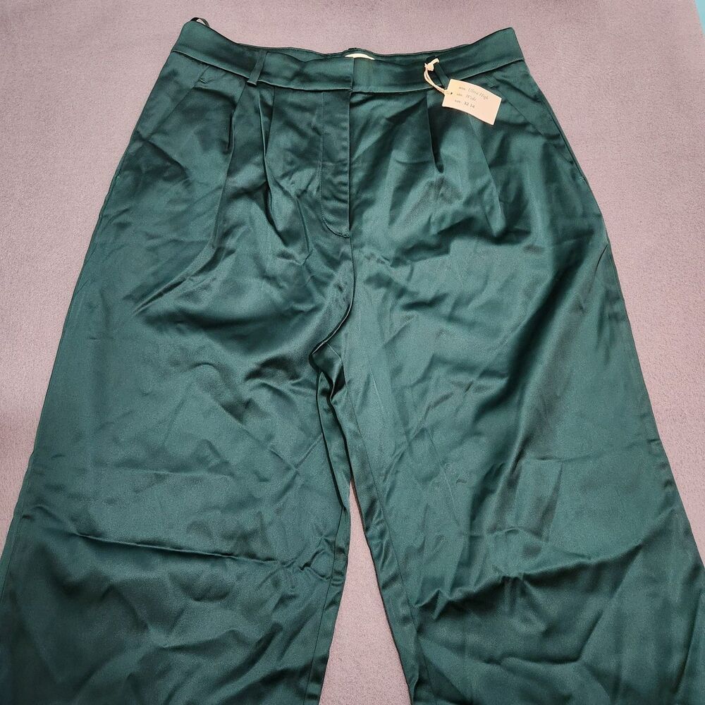 Abercrombie & fitch Satin Pants Women 14 Ultra High Rise Wide Leg NWT - Picture 3 of 15